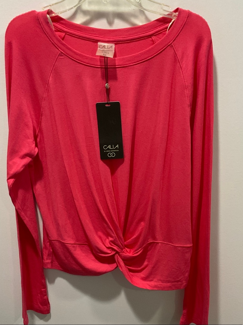 Calia by Carrie Underwood Long-Sleeve Twist-Front Top in Bright Pink